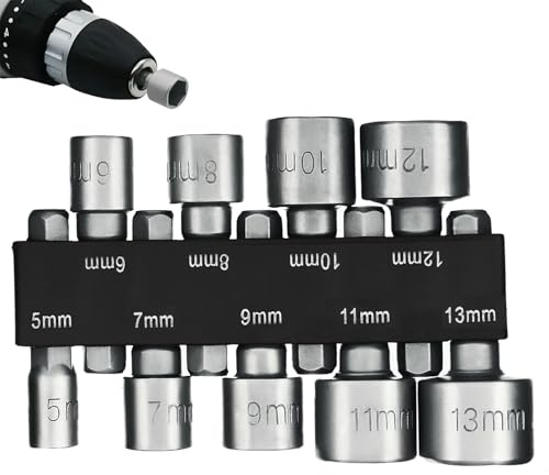 9PCS Screwdriver Bits Sets,5-13mm Hex Shank Nut Setter Driver,1/4 inch Hex Shank Nut Setter, Quick Change Metric Driver Set, Impact Driver Socket Adapter
