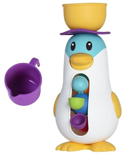 Penguin Windmill Bathtub Toy Plastic Bath Toy for Babies | Lightweight Smooth Design, Indoor Bath Play for Pool and Bathroom, Cartoon Penguin Shape