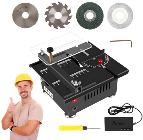 Mini sega da tavolo, sega elettrica portatile con 7 velocità regolabili, profondità di taglio 16 mm per lavorazione del legno, hobby fai da te e artigianato