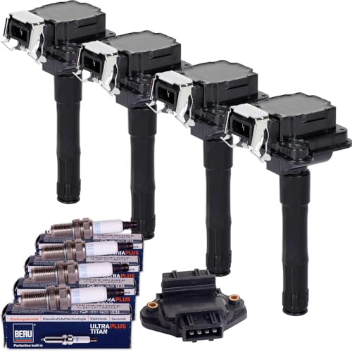4x Zündspule Endstufe 4x Beru Zündkerzen UPT12P 1.8 T