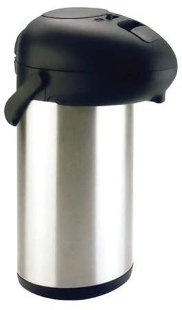 Stainless Steel Airpot Flasks - Drinking Pouring Thermos, 5L | Multi Purpose Air Pot Drinks Hot & Cold Serving Flask, Travel Mug Strong & Durable | (5 Litre)