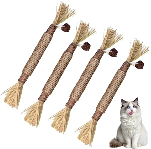 4 Pack Silvervine Cat Chew Sticks, Catnip Gall Fruit Dental Care for Cats
