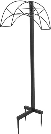 Lurrose Soporte Independiente para Manguera de Jardín de Metal Resistente Organizador de Tubo y Carrete Decorativo para Patios y Parterres Acabado Negro Duradero