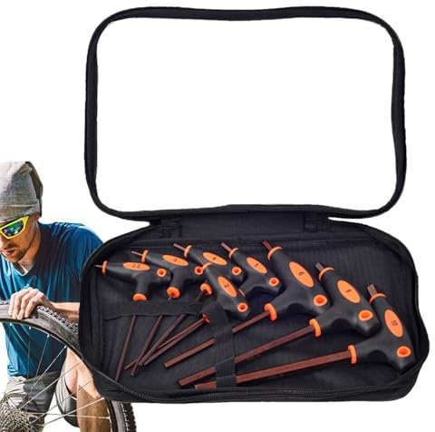TQEBWUS Juego de llaves Allen con mango en T, 8 piezas, llave Allen de doble cara con mango en T, juego de llaves hexagonales multifuncionales, para garaje, mecánica, exterior, hogar, muebles