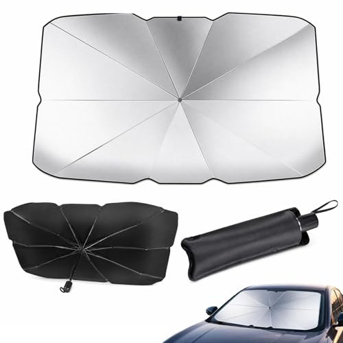 Auto Sonnenschutz Frontscheibe Faltbar 140×80 cm – UV Schutz & Hitzeschutz Windschutzscheiben Sonnenschirm, Wärmereflektierend, Universal für PKW, SUV & Van, mit Aufbewahrungstasche