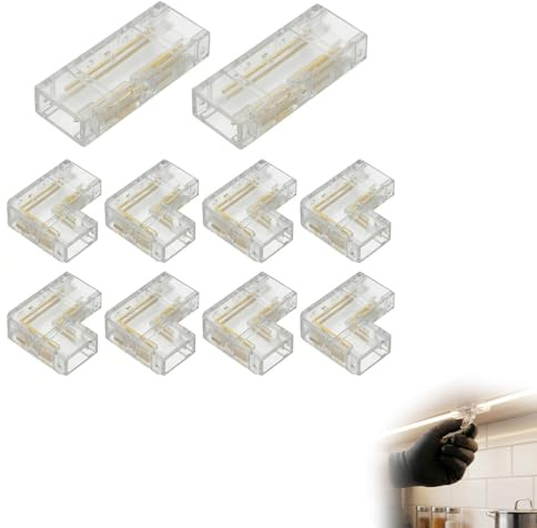 wilcractk - Conectores para cinta LED COB 2Pin 8mm kit en L y accesorios de tira LED de instalación rápida sin soldadura para cintas luminosas, iluminación doméstica DIY y profesional