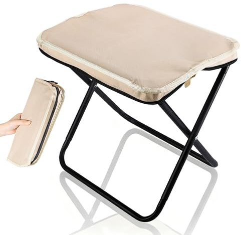 Yukaiwn Sgabello da campeggio, sgabelli pieghevoli per adulti, portatile, piccolo, pieghevole, leggero, mini sgabelli pieghevoli, sedie da campeggio, viaggi, picnic, escursionismo, pesca (kaki)