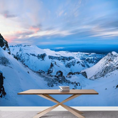 3D Fotomurales Montaña Nevada 200x140 cm Decorativos Papel Pintado Panorámico Mural Montaña Nevada Tejido No Tejido Decoración de Pared Murales Moderna de Diseno w.5847