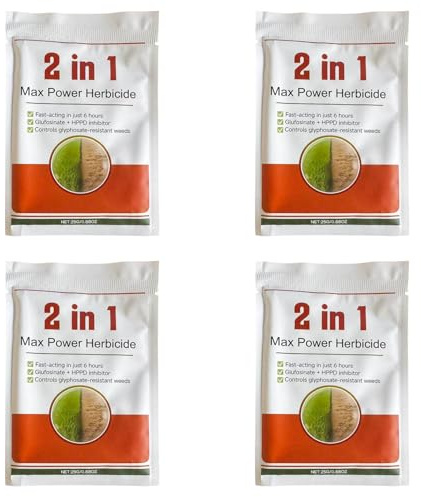 2 in 1 Max Power Herbicide, Fast-Acting Weed Killer, Glufosinate and HPPD Inhibitor, Controls Glyphosate-Resistant Weeds, Glyphosate Weedkiller 25g (4 PCS)