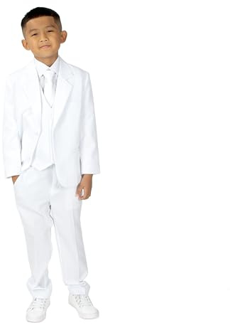 Spring Notion Boys' Classic Fit Formal Suit Set –Wedding and Formal Attire, White 08