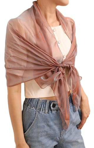 Prettystern Damen Unifarbe Seidentaft 100% Chiffon Seide festlich Stola Schultertuch Schal für Abendkleider