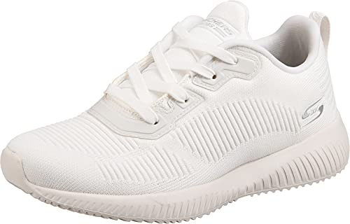 Skechers Women's Bobs Squad Tough Talk Sneakers, White Engineered Knit, 4 UK