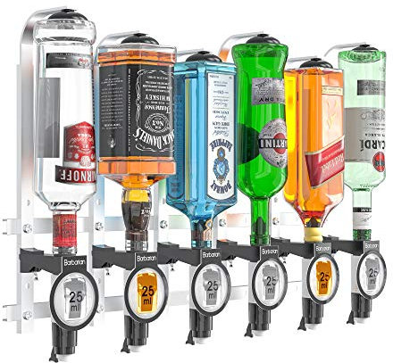 Barbarian 3/4/6 Bottle Optics for Home Bar - Bar Butler Shot Measure Bracket Alcohol Spirits Wine Upside Down Drink Dispenser Garage Man Cave (6 Bottle Professional)
