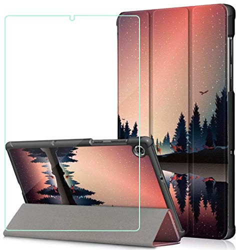 Brifu Custodia per Lenovo Tab M10 FHD Plus (2nd Gen) 10.3 Pollici TB-X606F / TB-X606X, Guaina protettiva in PU con funzione staffa,Crepuscolo + 1x pellicola protettiva in vetro temperato