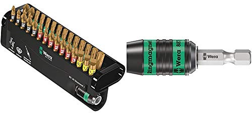 Wera 05057431001 Sortiment, Bit-Check Diamond 1, 30-teilig, Stück & 887/4 RR SB Rapidaptor Universalhalter mit Ringmagnet, 1/4 Zoll x 57 mm, 05073511001