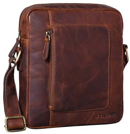 STILORD Ashton Herren Leder Tasche zum Umhängen Vintage Herrentasche Ledertasche Crossbody Bag Kleine Messenger Bag für Männer Umhängetasche Echtleder Farbe:schwarz