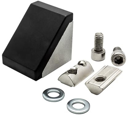 Befestigungswinkel ink. Schrauben und Nutensteine Nut 8 für Aluprofil 30-er 10 Stück + Abdeckkappen