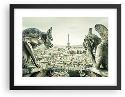 ARTTOR Affiche Decoration Murale Gargouilles Paris Notre-Dame Moderne Poster Cadre Noir 40x30cm Deco Affiches Murales Tableau Decoration Salon Chambre Cuisine Wall Art Design Decor P2BAA40x30-4544