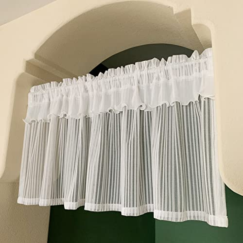 Cortinas de Cenefa con Bolsillo para Varilla, Visillo Transparente Cortinas de Cocina Vintage Corta Cortina Privacidad Añadida Bistro Cortina para Salón Dormitorio Cocina, 1 Panel-150x125cm(59x49in)