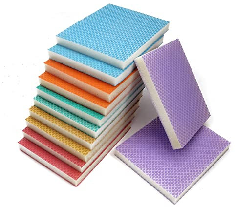Schleifschwämme, 12 Stück,Weiches, Flexibles Nass-Trocken-Schleifpapier,Handschleifblöcke,PU-Schaum-Schleifpads für Holz,Handwerk, Trockenbau,Metall, Farbe, Autokarosseriereparatur, Keramik