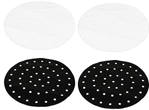 HEMOTON 4pcs Air Fryer Pad Air Fryer Accessories para Air Fryer Baking Pastry Dim Sum Mat Perforated Baking Pad Air-Fryer Liner Steamer White High Temperature Cloth Mesh Pad