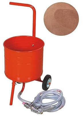 Sableuse Aérogommeuse mobile sur Roulettes 31,50L 50lb 23kg + Sac 20 kg d'Abrasif Garnet Mesh 200A+