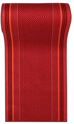 Mazovia Teppich Flur 67x500cm Rot Modern rutschfest Kurzflor Blickfang | Teppich für Schlafzimmer Küche Wohnzimmer Esszimmer Büro Muster Teppichläufer Stilvoll Elegant Verkauf pro Meter