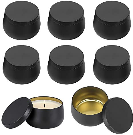 Hazrcvr Kerzendose 8 Stück Leere Kerzendosen aus Metall Runde Kerzengläser Nachfüllbare Metallkerzendosen mit Deckel Kerzengläser zur Herstellung von Kerzen DIY Kerzenherstellungs Zubehör Kit