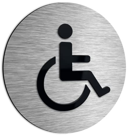 ALÚMADESIGNCO Handicap Plaque De Porte - Panneau Signalisation Toilettes Handicapé - Handicape Plaques de Portes - Panneaux WC, Signalétique Toilette Originale, Modern Pancarte