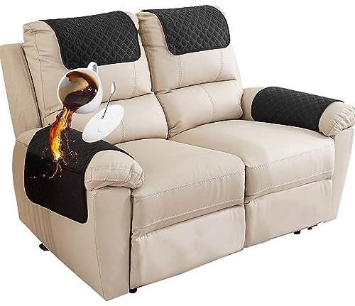 Armlehnenschoner, Armlehnenbezüge 1/2/3-er Set, Rutschfester Sofa Armlehne Kopfstützenbezug Für Sessel, Wasserdicht Armlehnenbezug, Sesselbezug Möbelschutz für Sofa, Stuhl (Schwarz,2-Sitzer (4 StüCk))