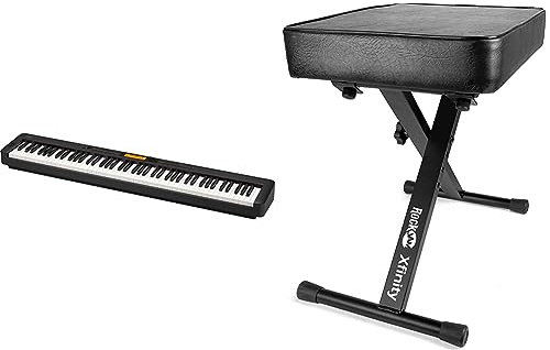 Casio CDP-360BK Digital-Piano Ensemble mit 700 Klängen und 88 gewichteten Tasten, schwarz & RockJam Premium Adjustable Padded Keyboard Bench or Digital Piano Stool, Regulär