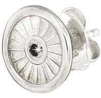 forme di Lucchetta - Schwarzer Diamant Einzel Ohrring für Herren in echtem Silber - Flugzeug Turbinenform Stil, 925 Sterling Silber Ohrringe, Schmuck für Ihn