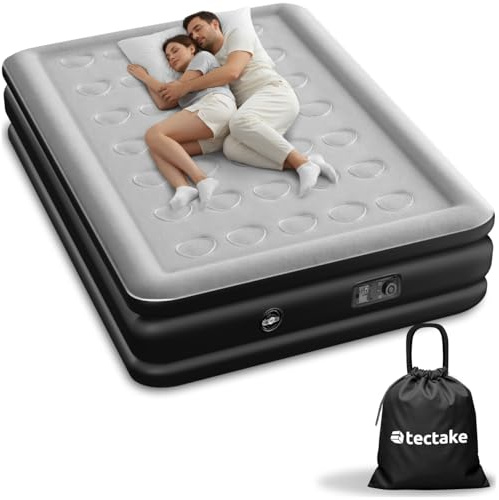 tectake® Materasso Gonfiabile AirDreams, Autogonfiabile con Pompa Elettrica, Singolo e Matrimoniale, Letto Gonfiabile, Viaggi e Campeggio, Comfort e Supporto, Facile da Trasportare - 200 x 148 x 44 cm