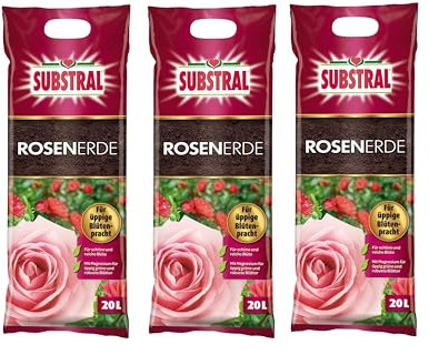 Substral Rosenerde 60l Blumenerde Qualitätserde für Zierpflanzen 3X 20l Erde Anzuchterde für Rosen und weitere Zierpflanzen - Auch zur Anzucht von Hanf geeignet
