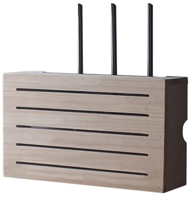 JINGCHI Wall-Mounted Cable Management Box,Wood Router Shelf Storage Box,WiFi Modem and Router Organizer,Elegant Wooden Design,34 x 10 x 20 cm(Size:34 * 10 * 20cm)