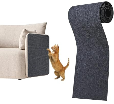 200 x 40 cm Kratzmatte Katze Selbstklebend, Zuschneidbares Kratzschutz Sofa, DIY Kratzbrett für Wand, Couch & Kratzbaum, Robuste Katzen Kratzmatte gegen Möbelkratzer (Dunkelgrau)