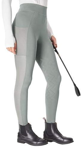FitsT4 Sports Pantalon d'équitation pour femme et fille avec genoux en silicone antidérapants et poches latérales, respirant et élastique, pour l'école d'équitation et le cyclisme au printemps et en