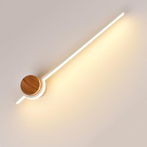 LOGT Holz Wandlampe LED Wandleuchte Innen 9W 61CM Holz Modern Flurlampe 3000k/4500k/6000k Indirekt Wohnzimmerlamp 3 Farbtemperaturen Bettlampe Treppenhauslampe Lang Wandbeleuchtung,41CM