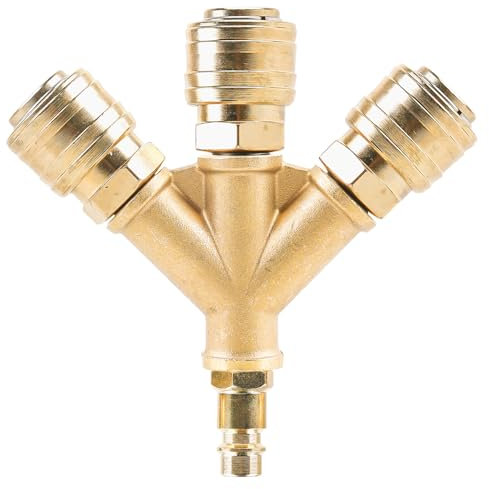 Gomety Distribuidor De Aire Comprimido 3 Vías Con Conectores: Distribuidor De Aire De Latón Robusto, Conector Rápido Para Manguera De Aire De 1/4 Pulgada, Para Industria Y Obra (NW 7,2 Rosca Externa)