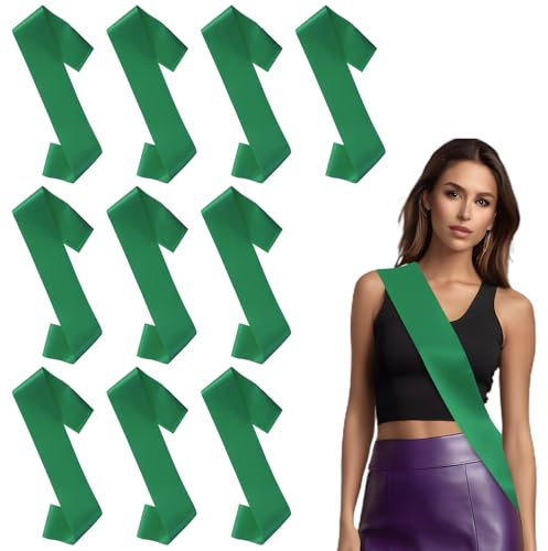 Mozeat Lens 10 Pack Green Sashes for Pageants, Satin Sashes, Plain Green Sash, DIY Sash for Party Decorations, Wedding, Bridal Shower, Birthday Party
