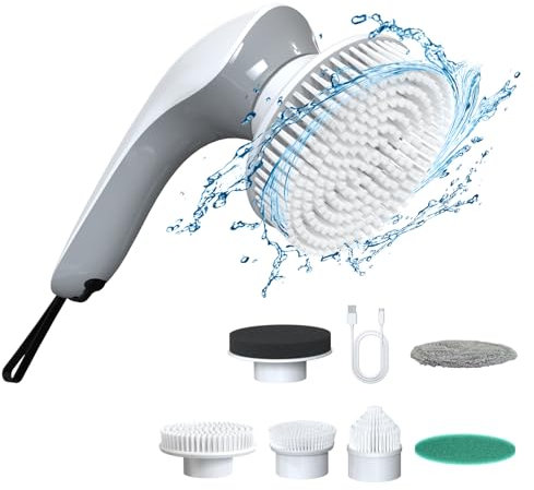 Minthouz Cordless Electric Spin Scrubber – Waterproof Electric Cleaning Brush with 2600mAh Battery (65 Min Runtime), 2 Speeds, Ergonomic Handle, Power Scrubber for Home, Bathroom & Kitchen Cleaning
