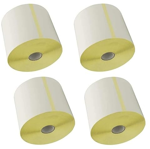 4PZ BOBINE, Rotolo di Etichette Termiche 100x100mm, Autoadesive per stampante trasferimento termico, per spedizione logistica ufficio, 450 Etichette per Rotolo, Set di 4pz