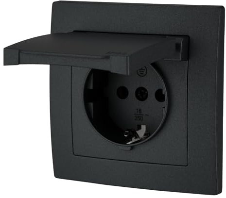 Presa da incasso IP44, All-in-One, serie ET-1, colore: nero