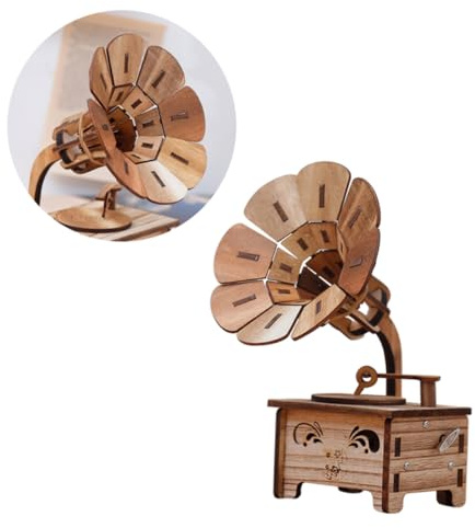 HAMPPLIES 1pièce Boîte à Musique Bois Créative avec Design De Gramophone Anniversaire Unique pour Garçon Fille Et Collectionneurs Musique Décoration De Chambre