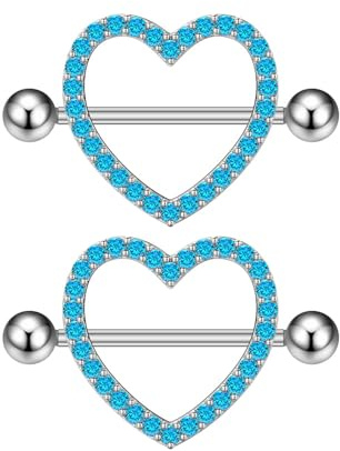 IMINI Barres de Piercing 14G en Cristal en Forme de Cœur - Bijoux Corporels en Oxyde de Zirconium Cubique Hypoallergéniques pour Femmes, Anneaux de Piercing pour Tétons et Cadeau de Bouclier de Téton