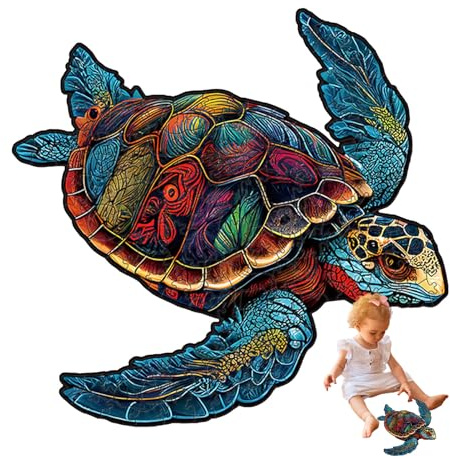 Puzzle Mit Marine Schildkröte | Tier-förmiges Holzpuzzle | Bunte Pitzle In Form Einer Marine Schildkröte | Arbeiterspielzeug Bei Erwachsenen, Einzigartige Dekoration