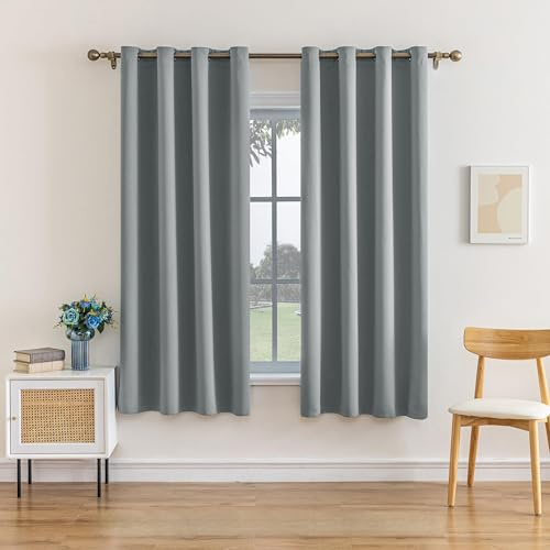 YAILUTU Blackout Curtains, Used for Heat Insulation and Noise Reduction in bedrooms and Living Rooms. There are Two Curtain. (Moon Shadow Gray, 52 W×54 L)