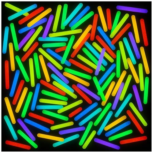 PartySticks Mini Glow Sticks 100 Pack Glow-in-the-Dark Small, for Easter Eggs, 5 Colors, Neon Light Sticks Bulk Party Favors, Easter Basket Stuffer Party Pack, Weddings Classroom Decorations Prizes