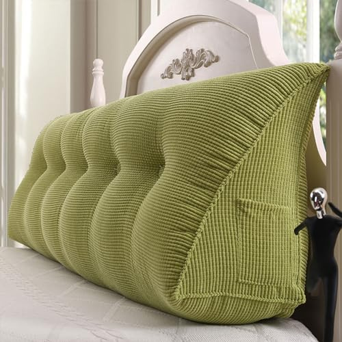 Dreieckiges Keil-Kopfteil-Kissen, Cord, Rückenlehnenkissen zum Lesen und Entspannen, Positionierungsunterstützung, langes Kissen für Tagesbett, bequeme Dreiecksform, 120 cm
