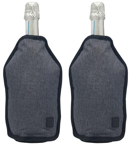 Wine Cooler Sleeve by Oak & Ember – Insulated Portable Bottle Chiller – Fits Wine & Champagne Bottles, Keeps Drinks Cold for Picnics, BBQs & Outdoor Entertaining (Pewter Grey x 2)